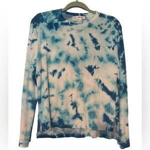 Goldie Blue White Tie-Dye Terry Cloth Long Sleeve Top Women’s Size Small